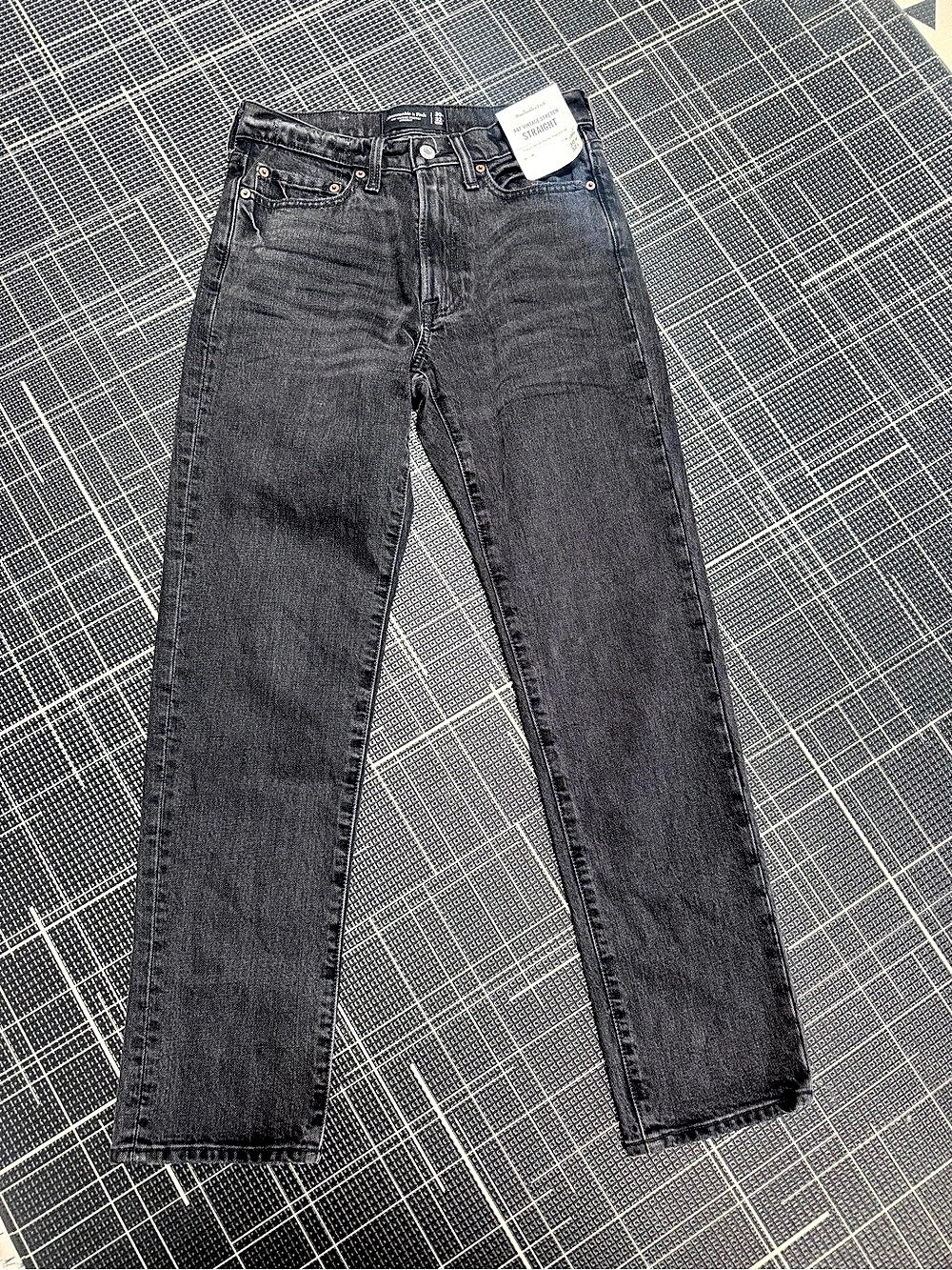 Abercrombie & Fitch A&F Vintage Stretch Straight Jeans Black Waist 30W x 32L